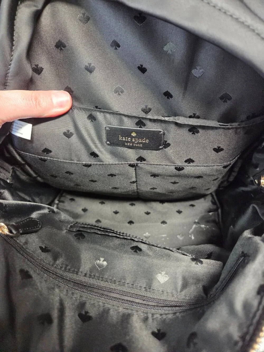 Kate Spade Black Chelsea Medium Nylon Backpack Adjustable Straps Zip Pockets